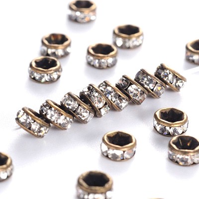 Brass Rhinestone Spacer Beads X-RB-A014-Z4mm-01AB-NF-1