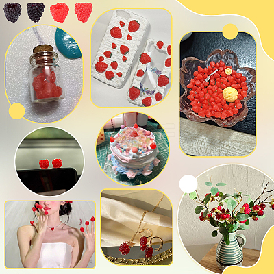 50Pcs 2 Colors PVC Plastic Simulation Raspberry AJEW-PH0007-90-1