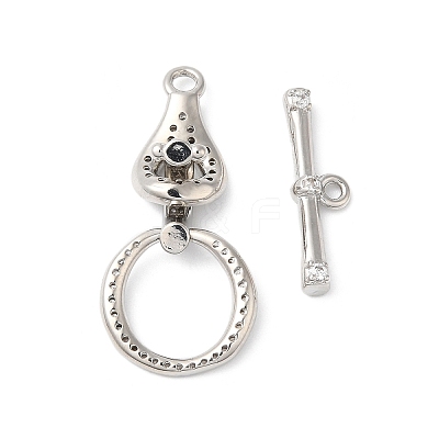 Brass Micro Pave Clear Cubic Zirconia Toggle Clasps KK-P234-72P-1