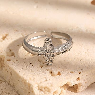 304 Stainless Steel Open Cuff Rings WGB3CCF-01-1