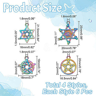 24Pcs 4 Styles Alloy Pendants FIND-AR0004-38-1