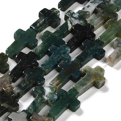 Natural Moss Agate Beads Strands G-I337-A05-02-1