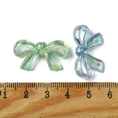UV Plating Iridescent Transparent Acrylic Beads OACR-O006-07A-1