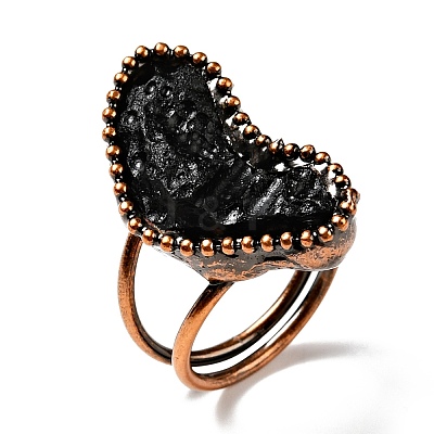 Natural Tektite Geometric Chunky Open Cuff Ring G-D468-37R-1