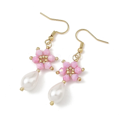 Anti-Tarnish Electroplate Bicone Glass Pearl Teardrop Beads Dangle Earrings EJEW-MZ00765-03-1