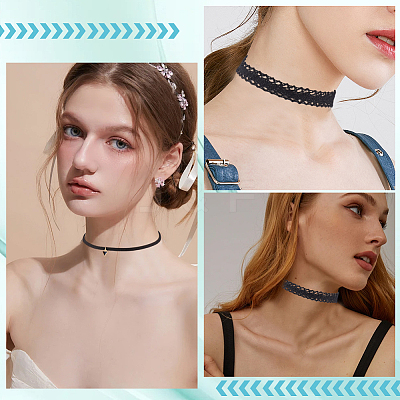 6Pcs 6 Styles Gothic Flower Lace Choker Necklaces for Women NJEW-SC0001-76-1