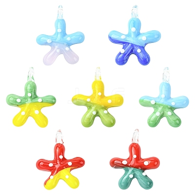 7Pcs 7 Colors Handmade Lampwork Pendants LAMP-CJ0002-75-1