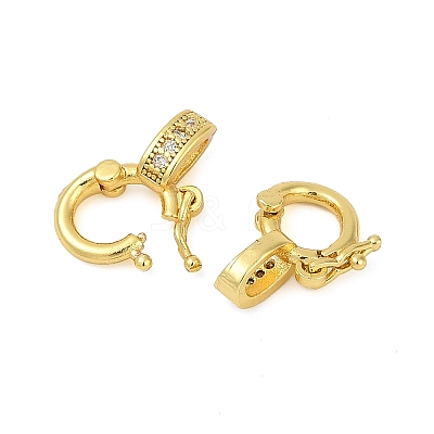 Brass Micro Pave Clear Cubic Zirconia Twister Clasps KK-H202-18G-1