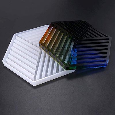 Hollow Hexagon DIY Cup Mats Silicone Molds DIY-OC0003-13-1