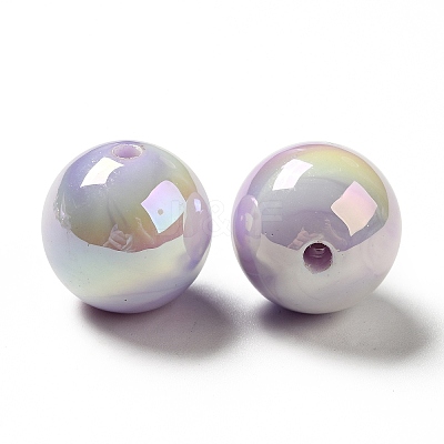 UV Plating Opaque Rainbow Iridescent Acrylic Beads MACR-D063-01B-04-1