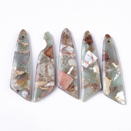 Natural Aqua Terra Jasper Pendants G-S366-009E-1