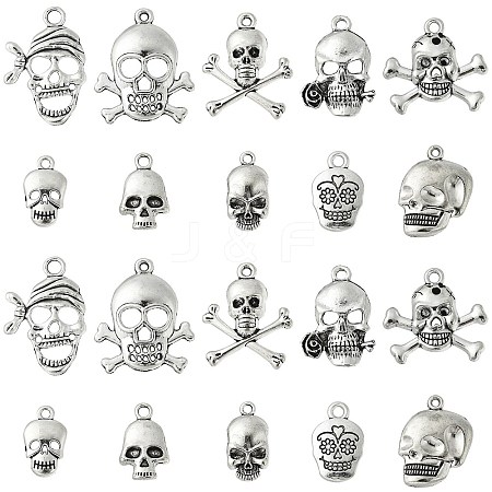 100Pcs 10 Styles Tibetan Style Alloy Pendants TIBEP-CJ0001-62-1