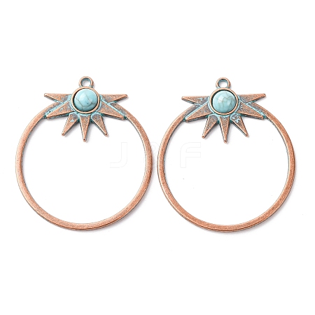 Alloy with Synthetic Turquoise Pendants FIND-B055-01J-1