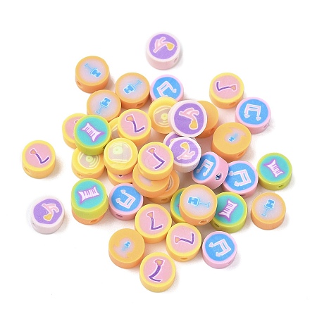Printed Handmade Polymer Clay Beads CLAY-P005-11-1