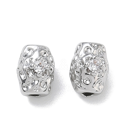 Brass Micro Pave Clear Cubic Zirconia Beads CU-CBA91C0-01P-1