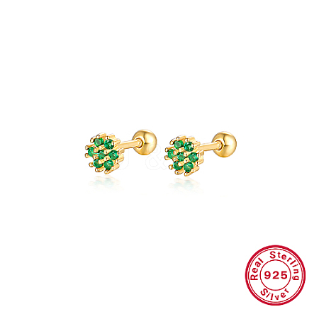 Real 18K Gold Plated 925 Sterling Silver Flower Stud Earrings TL5591-10-1