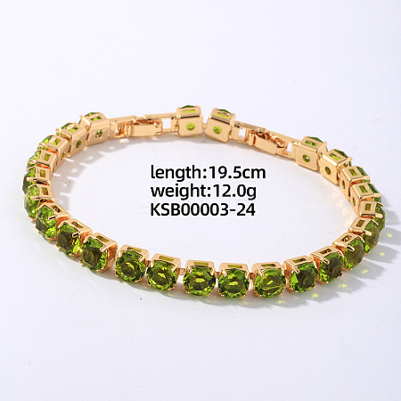 Hip-hop Brass Micro Cubic Zirconia Link Chain Bracelets for Men and Women FX8797-24-1