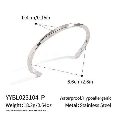 Vintage European and American 304 Stainless Steel Twisted Cuff Bangles for Women WV1773-2-1
