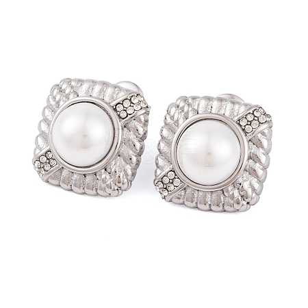 304 Stainless Steel Rhinestone Stud Earrings EJEW-A049-15P-1