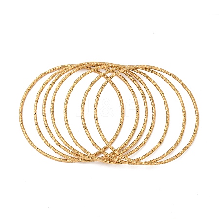 7Pcs PVD Vacuum Plating 304 Stainless Steel Textured Bangles Set for Women BJEW-A011-12D-G-1