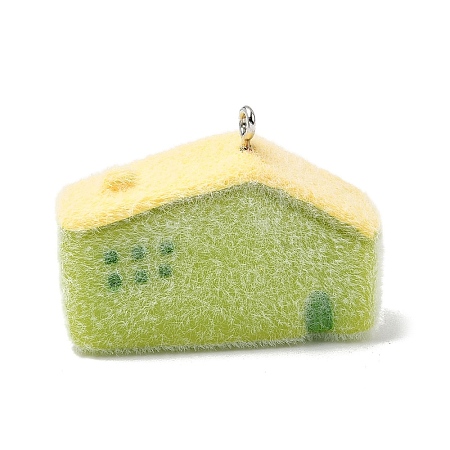 Flocky Opaque Resin Pendants RESI-F062-02G-1