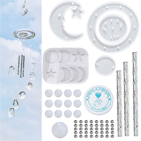 DIY Star & Moon Wind Chime Making Kits DIY-P028-17-1