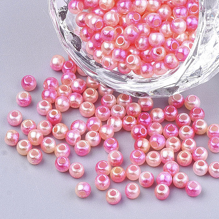 Rainbow ABS Plastic Imitation Pearl Beads X1-OACR-Q174-6mm-04-1