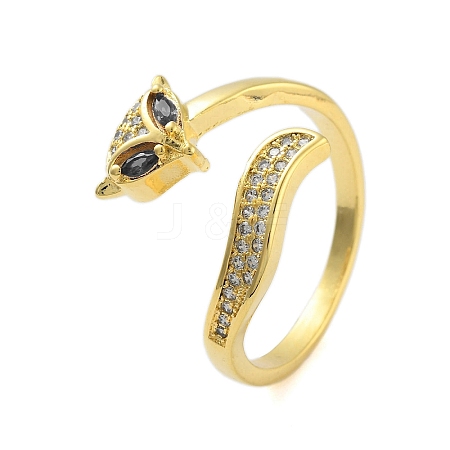 Fox Cubic Zirconia Open Cuff Ring RJEW-L120-010G-1