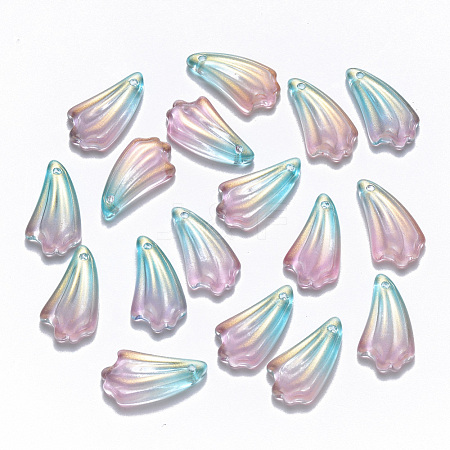 Two Tone Transparent Spray Painted Glass Pendants GLAA-T016-24D-1
