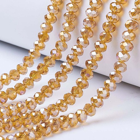 Electroplate Glass Beads Strands X-EGLA-A034-T4mm-B05-1