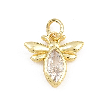 Brass Micro Pave Clear Cubic Zirconia Charms KK-E798-08C-G-1