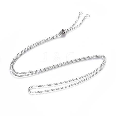 Adjustable 201 Stainless Steel Slider Necklaces NJEW-L156-001P-1