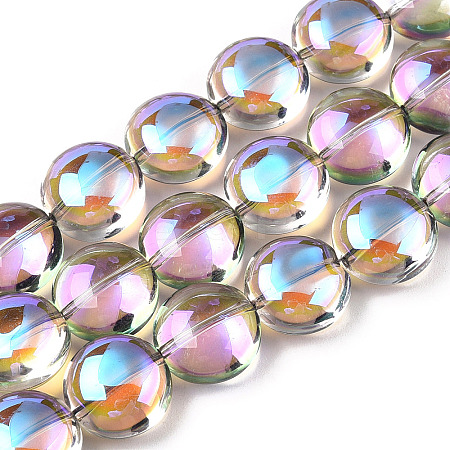 Transparent Electroplate Glass Bead Strands EGLA-P049-01A-HR01-1