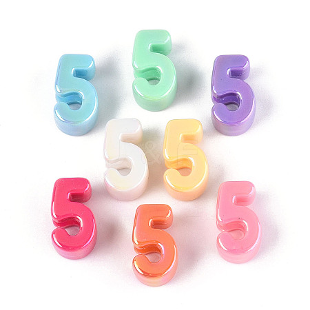 UV Plating Opaque Acrylic European Beads PACR-T017-10E-1