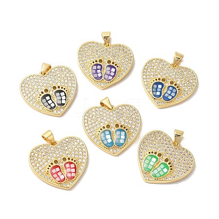 Rack Plating Brass Cubic Zirconia Pendants KK-K385-63G-1