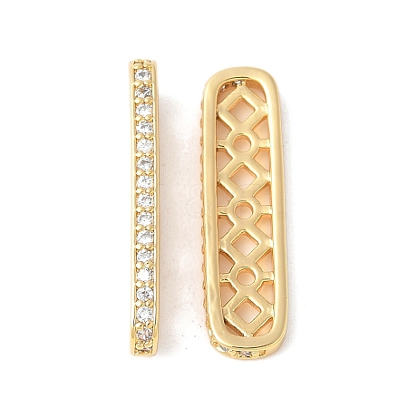 Brass Micro Pave Clear Cubic Zirconia Spacer Bars KK-U064-20A-G-1