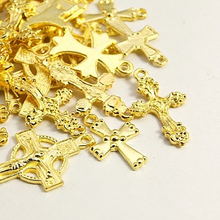 Mixed Style Cross Tibetan Style Alloy Pendants TIBEP-MSMC005-G-1