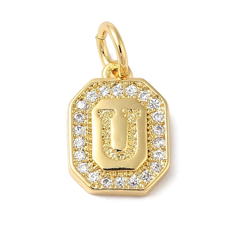 Real 18K Gold Plated Brass Micro Pave Clear Cubic Zirconia Pendants KK-L216-002G-U-1