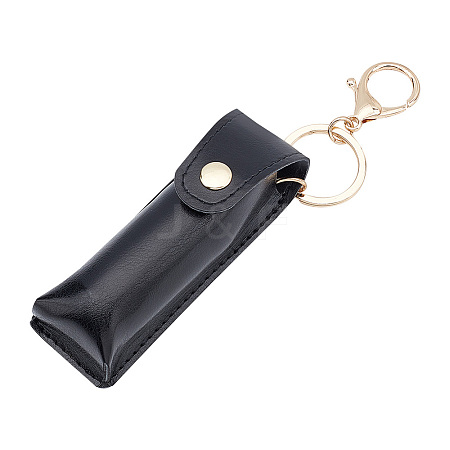 Portable Imitation Leather Chapstick Keychain Holder KEYC-WH0029-56C-1