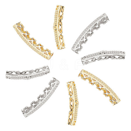 8Pcs 4 Style Brass Micro Pave Cubic Zirconia Beads ZIRC-CA0001-08-1