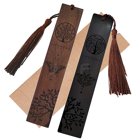 CRASPIRE 1 set Rosewood & African Blackwood Bookmarks Set AJEW-CP0001-78L-1