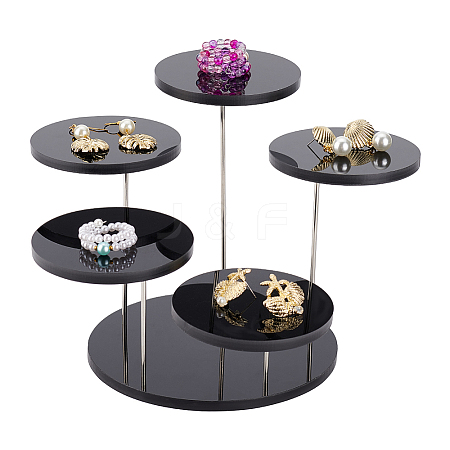 5-Tier Round Acrylic Finger Ring Rotating Display Risers RDIS-WH0018-06B-1