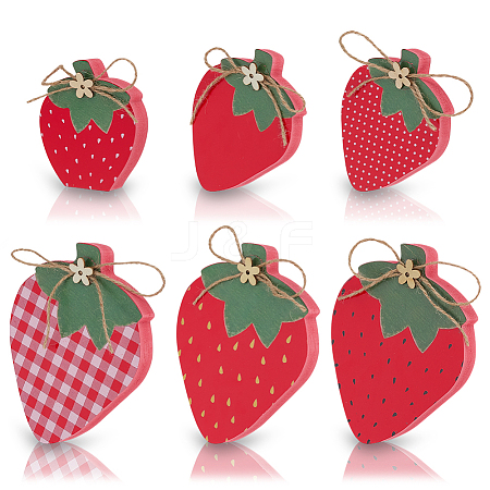 Wood Strawberry Desktop Decoration AJEW-WH0434-14-1