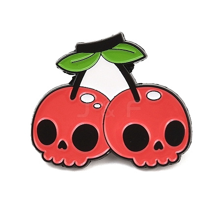 Cherry Skull Enamel Pins JEWB-C048-02C-EB-1