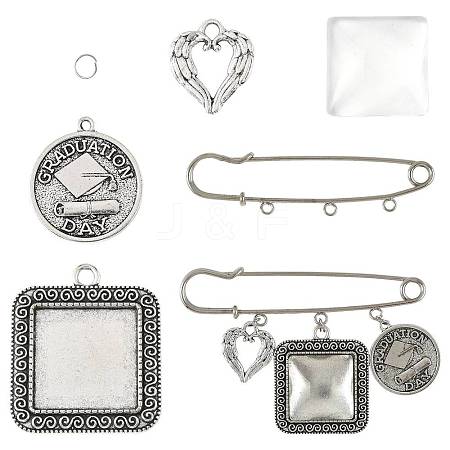 DIY Square Alloy Commemorative Photo Pendants Making Kits DIY-FS0009-22-1