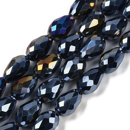 Opaque Solid Color Electroplate Glass Beads Strands X-EGLA-N013-P4mm-B01-1