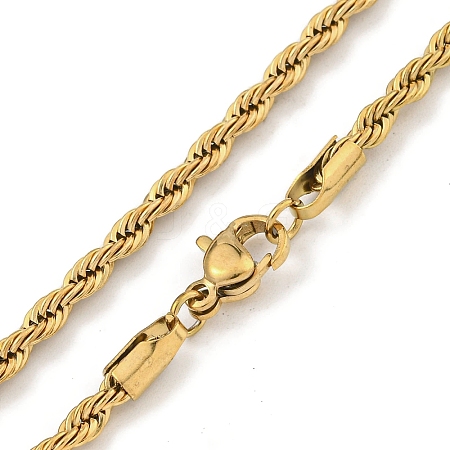 Ion Plating(IP) 201 Stainless Steel Rope Chain Necklaces for Women and Men NJEW-F322-09G-1