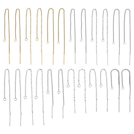   24Pcs 12 Style 304 Stainless Steel Stud Earring Findings STAS-PH0005-23-1