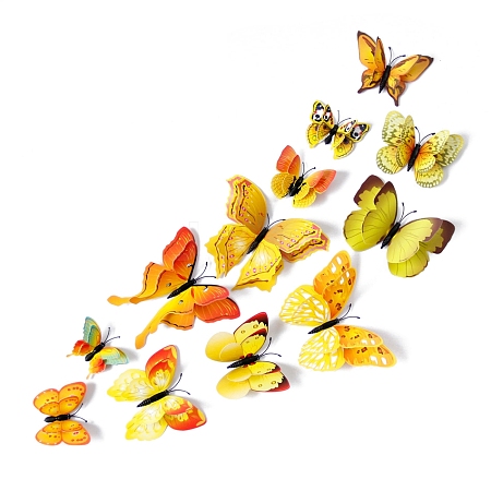 12Pcs PVC 3D Butterfly Wall Decorative Stickers PW-WG55410-05-1