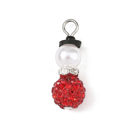 Christmas Handmade Polymer Clay with Rhinestone Pendants PALLOY-JF06037-02-1